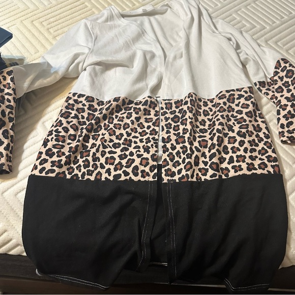 Leopard print block long Cardigan - Picture 1 of 1
